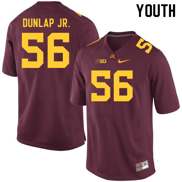 Youth #56 Curtis Dunlap Jr. Minnesota Golden Gophers College Football Jerseys Sale-Maroon